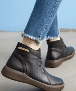 XR Rumour Has It | Modern Lace-Up Leather Ankle Boots - Black New In Shoes