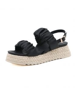 SIKETU | BLACK RUCHED ESPADRILLE SANDAL NEW ARRIVALS