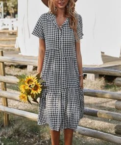 DY DARLEEN TARTAN SHIRT DRESS – BLACK NEW ARRIVALS