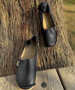 ATC Side Metallic Trim Leather Loafers - MAMA LOVE Shop Loafer