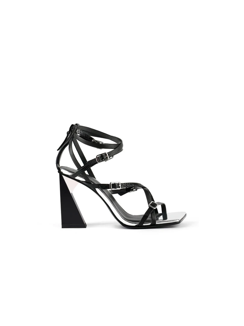 Jady Rose JadyRose | CHARLI Black Cross Straps Leather Heel 4 Jady Rose JadyRose | CHARLI Black Cross Straps Leather Heel