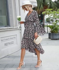 BFZY ANTHEM Flared Sleeve Midi Dress - Black