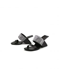 Jady Rose JadyRose | KARINA Rhinestone Black Leather Wedge Sandal NEW ARRIVALS