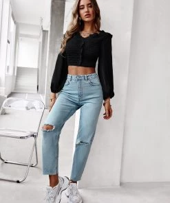 DY NEW ARRIVALS PEPPERS CROP TOP - BLACK