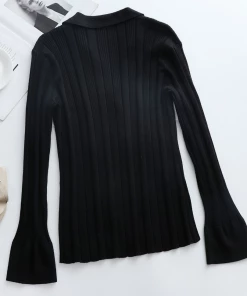 MY Smaibulun | TAMIA Bell Cuff Knit Shirt Jacket - Black