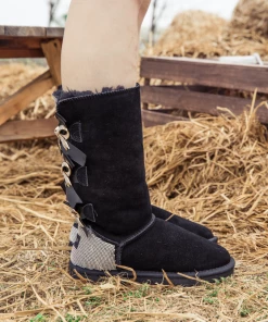 XH NEW ARRIVALS SMAIBULUN UGG™ | Back Rhinestone & Ribbon Tri-Tie Bow Black Suede Boots 14 XH NEW ARRIVALS SMAIBULUN UGG™ | Back Rhinestone & Ribbon Tri-Tie Bow Black Suede Boots