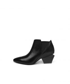 Jady Rose JadyRose | Geometry-Heel Textile Contrast Black Leather Ankle Boots New In Shoes