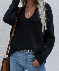 MY Smaibulun | Black Marjorie V-neck Knit Sweater