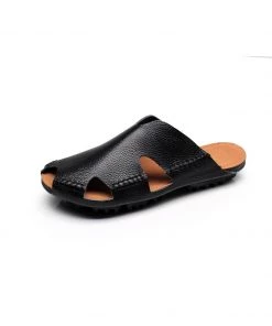GLF Maibulun | Massage Sole Cut-Out Genuine Leather Mule - Black NEW ARRIVALS