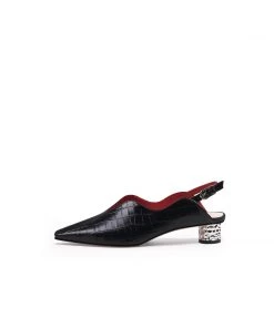 Jady Rose JadyRose | Genuine Leather Owen Powder Back Strap Detail Pointed Toe Heeled Pump S/S 2022