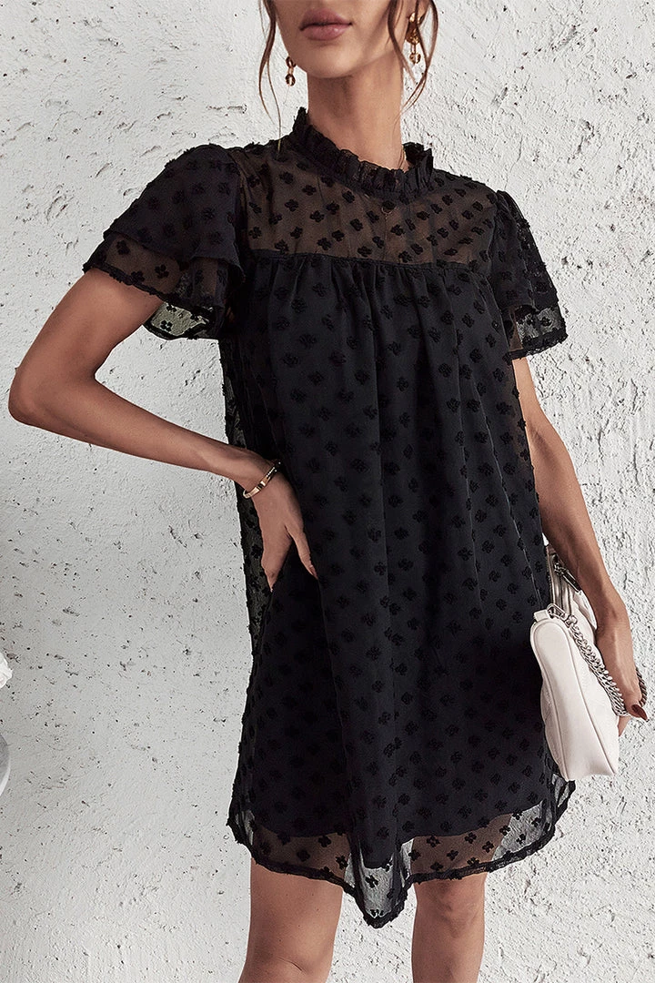 DY LOIDA Swiss Dot Tunic Dress - Black New In Clothing 4 DY LOIDA Swiss Dot Tunic Dress - Black New In Clothing