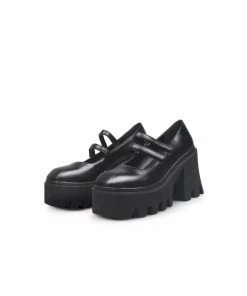 Jady Rose NEW ARRIVALS JadyRose | FILO Chunky Heel Black Leather Mary Jane