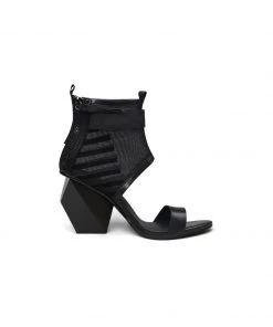 Jady Rose JadyRose | NOTEPAD Mesh Upper Black Leather Sandals NEW ARRIVALS