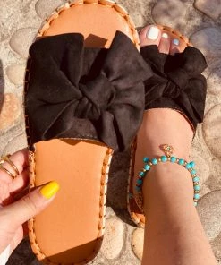 HT New In Shoes En Bloom | Lola Black Bow Sandals