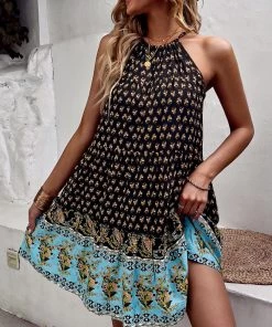 DY New In Clothing CARLYLE HALTER DRESS - BLACK PRINT 8 DY New In Clothing CARLYLE HALTER DRESS - BLACK PRINT