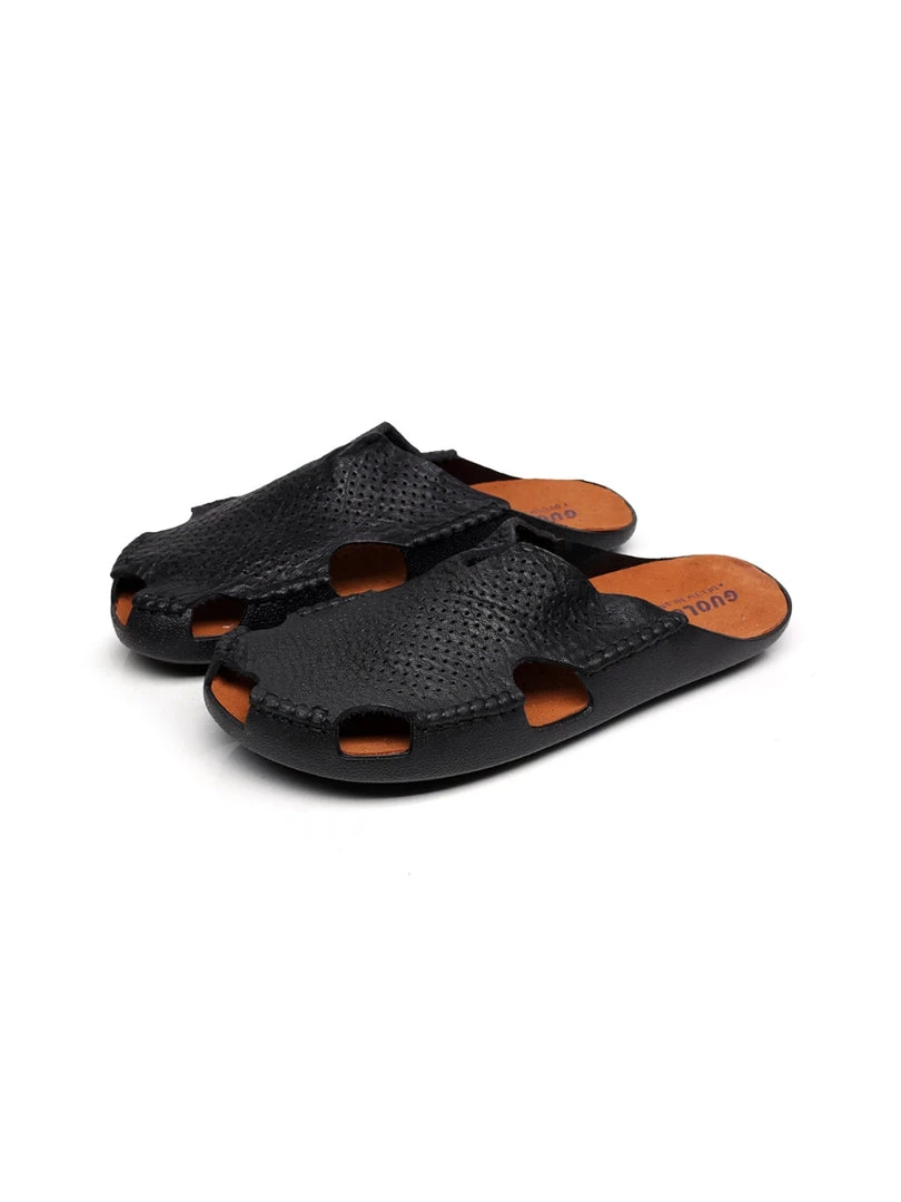 GLF Maibulun | Perforated Cut-Out Genuine Leather Mule - Black NEW ARRIVALS 4 GLF Maibulun | Perforated Cut-Out Genuine Leather Mule - Black NEW ARRIVALS