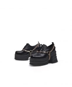 Jady Rose JadyRose | Black Leather Chain Over Chunky Heel Oxford New In Shoes 9 Jady Rose JadyRose | Black Leather Chain Over Chunky Heel Oxford New In Shoes