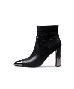 Jady Rose New In Shoes JadyRose | Black Amalee Croc-Embossed Leather Bootie 9 Jady Rose New In Shoes JadyRose | Black Amalee Croc-Embossed Leather Bootie