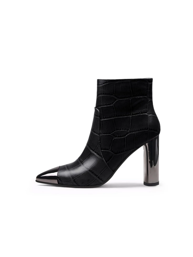 Jady Rose New In Shoes JadyRose | Black Amalee Croc-Embossed Leather Bootie 4 Jady Rose New In Shoes JadyRose | Black Amalee Croc-Embossed Leather Bootie