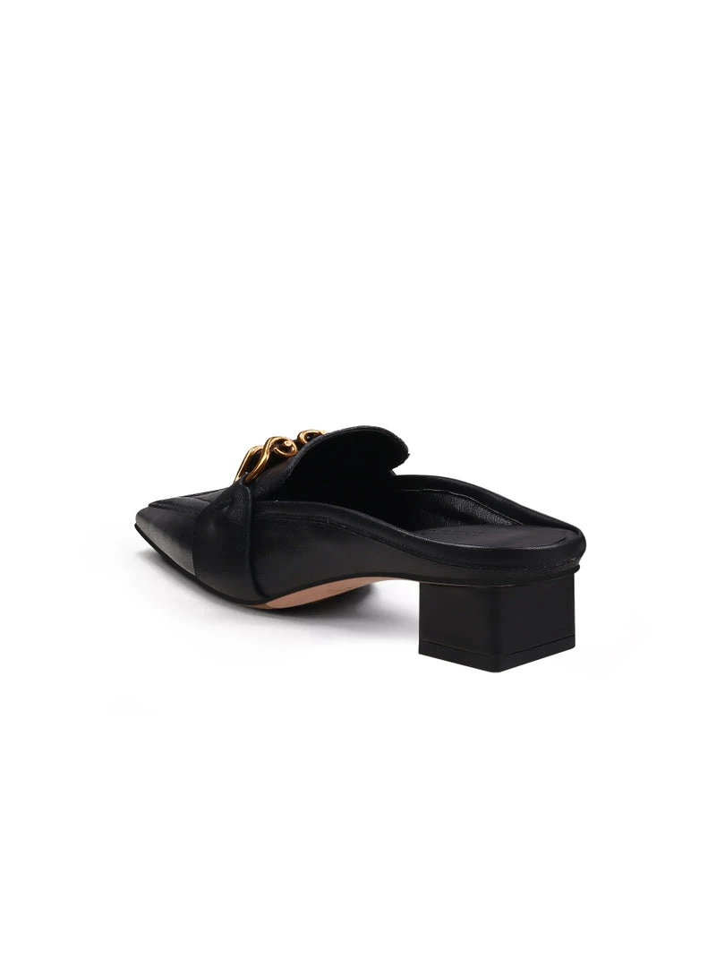 Jady Rose JadyRose | Genuine Leather Golden Lock Chain Mules Sandals - Black NEW ARRIVALS 5 Jady Rose JadyRose | Genuine Leather Golden Lock Chain Mules Sandals - Black NEW ARRIVALS