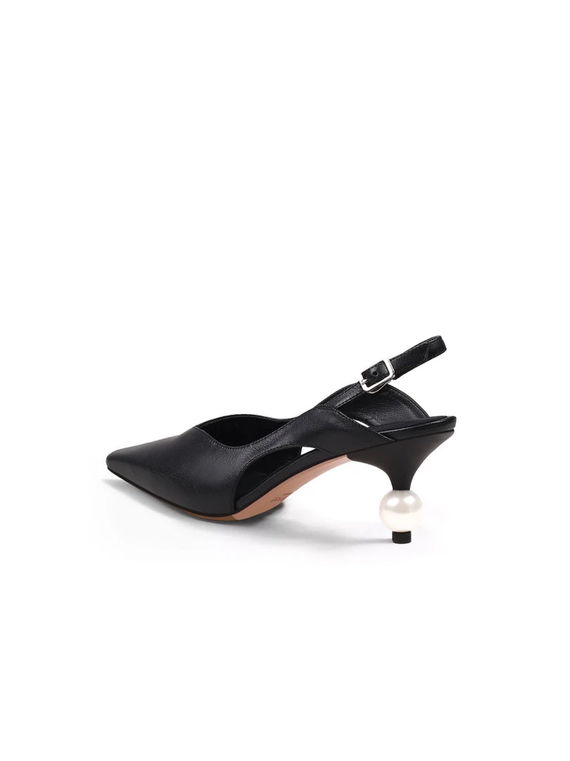 Jady Rose JadyRose | Pearl Kitten Heel Leather Slingback Black 5 Jady Rose JadyRose | Pearl Kitten Heel Leather Slingback Black