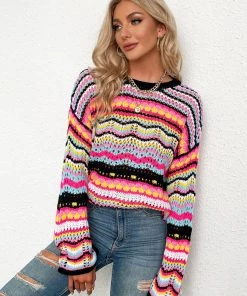 MY Smaibulun Doll | MARMO Zig Zag Crochet Knit Top - Black