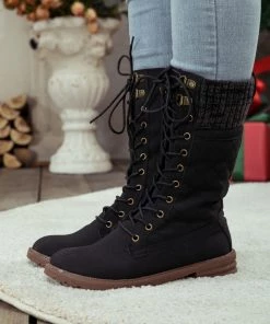 YL En Bloom | Black Plaid Pattern Sock-Lined Combat Boots New In Shoes