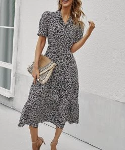 DY CLAUDIA MIDI DRESS - BLACK PRINT New In Clothing 9 DY CLAUDIA MIDI DRESS - BLACK PRINT New In Clothing