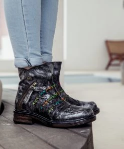 SOFFIA | Genuine Leather Rainbow Stitch Floral Embossed Ankle Boots NEW ARRIVALS 15 SOFFIA | Genuine Leather Rainbow Stitch Floral Embossed Ankle Boots NEW ARRIVALS