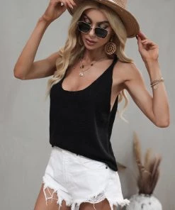 MY ESSENCE KNIT TANK - BLACK