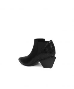 Jady Rose JadyRose | Geometry-Heel Textile Contrast Black Leather Ankle Boots New In Shoes