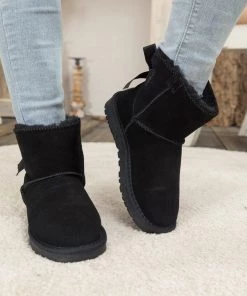 XH New In Shoes SMAIBULUN UGG™ | Ribbon Bow-Back Faux Fur-Lined Suede Boots