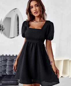 DY NOTEPAD SQUARE COLLAR MINI DRESS - BLACK 10 DY NOTEPAD SQUARE COLLAR MINI DRESS - BLACK