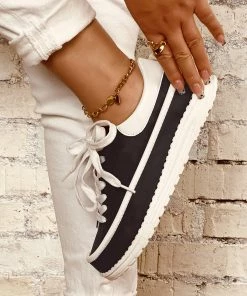 HT EN BLOOM | RUBY TOE CAP SNEAKERS BLACK New In Shoes