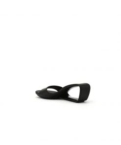 Jady Rose JadyRose | Open Twisted-Heel Leather Slide Sandal - Black