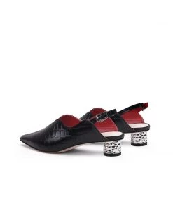 Jady Rose JadyRose | Genuine Leather Owen Powder Back Strap Detail Pointed Toe Heeled Pump S/S 2022