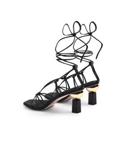 Jady Rose S/S 2022 JadyRose | BECKAS Knots Strap Leather Black Sandal
