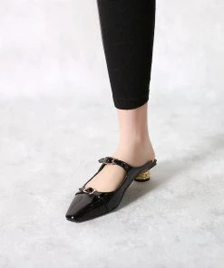 Jady Rose S/S 2022 JadyRose | Cutout-Strap Dalena Block Low-Heel Mule - Black