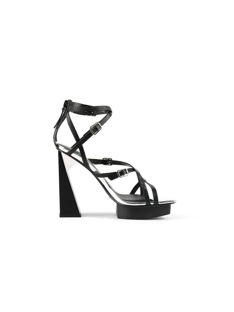 Jady Rose JadyRose | Acute Triangle Heel Genuine Leather Strap Heel - Black 5 Jady Rose JadyRose | Acute Triangle Heel Genuine Leather Strap Heel - Black