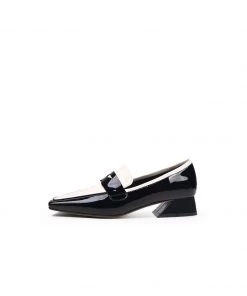 Jady Rose NEW ARRIVALS JadyRose | Genuine Leather Block Color Elegant Princess Kate Loafers - Black