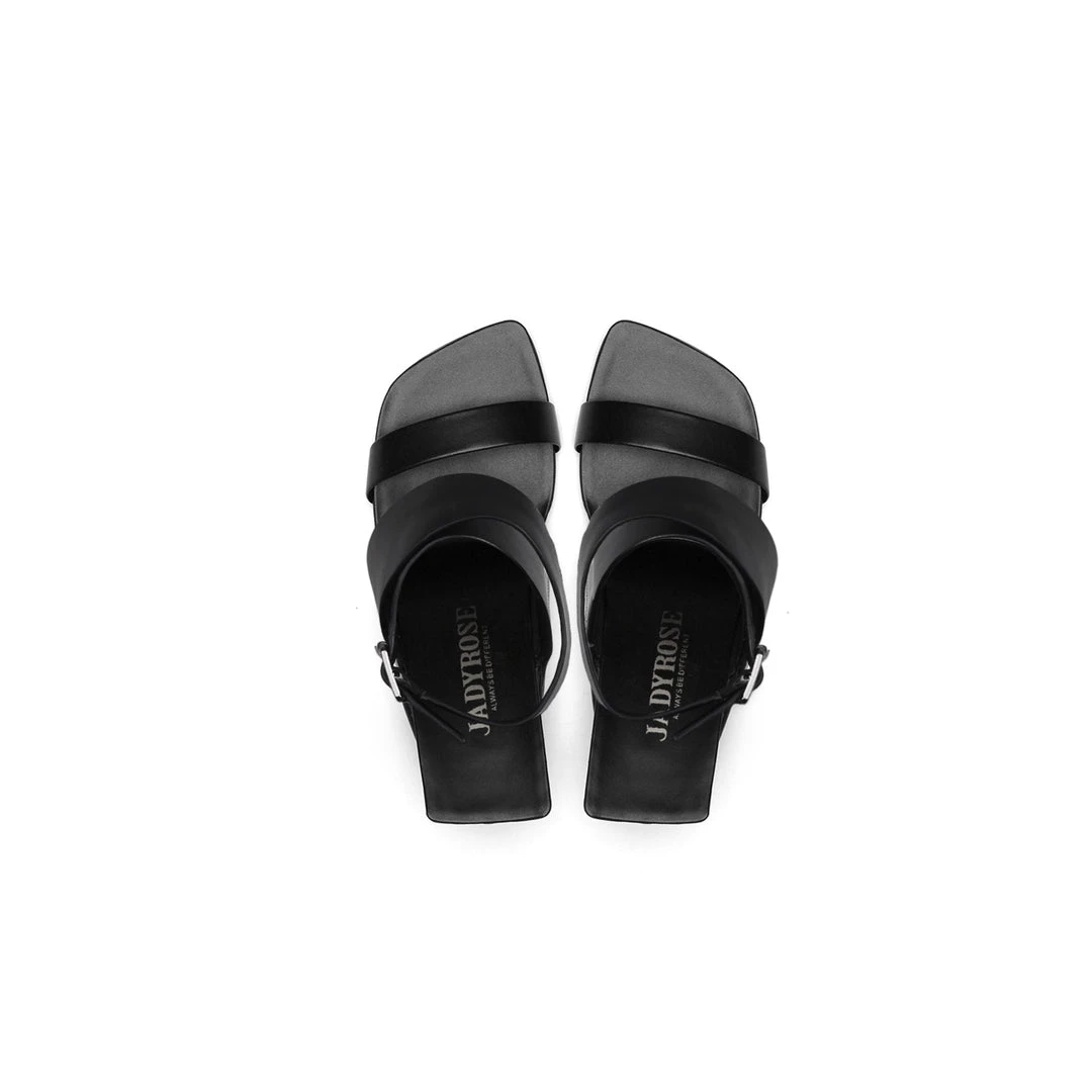 Jady Rose JadyRose | Twist Strap Open-Heel Leather Slide Sandal - Black NEW ARRIVALS 5 Jady Rose JadyRose | Twist Strap Open-Heel Leather Slide Sandal - Black NEW ARRIVALS