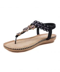 NEW ARRIVALS SIKETU | BLACK FLORAL-ACCENT RHINESTONE SANDAL