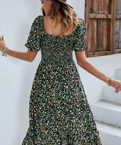 DY EFFRONTE MIDI DRESS - BLACK PRINT New In Clothing