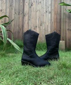 YL En Bloom | Black Pull-Tab Cowboy Knee Boots 12 YL En Bloom | Black Pull-Tab Cowboy Knee Boots