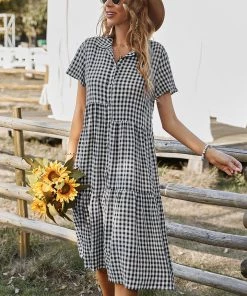 DY DARLEEN TARTAN SHIRT DRESS – BLACK NEW ARRIVALS