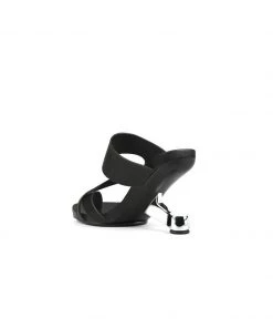 Jady Rose NEW ARRIVALS JadyRose | Black Criss-Cross Toe Elevator Heel Leather Slides