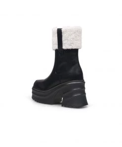 Jady Rose JadyRose | Chunky Heel Faux Fur Lined Black Chelsea Boot