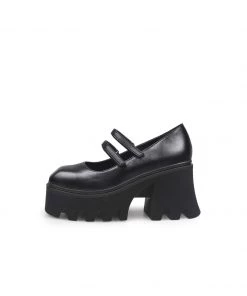 Jady Rose NEW ARRIVALS JadyRose | FILO Chunky Heel Black Leather Mary Jane