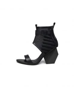 Jady Rose JadyRose | NOTEPAD Mesh Upper Black Leather Sandals NEW ARRIVALS