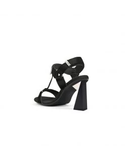 Jady Rose JadyRose | Matador Block HighHeel Open Toe Black Gladiator Sandals